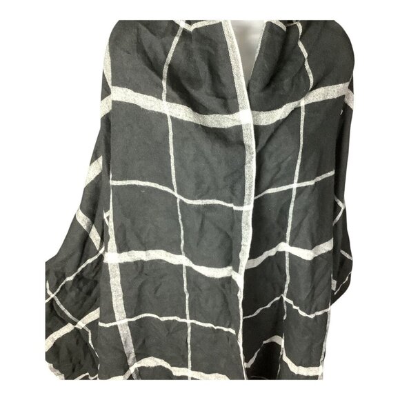 Banana Republic Womens Black & White Plaid Rectangular Wrap Scarf Shawl Acrylic - Picture 8 of 13